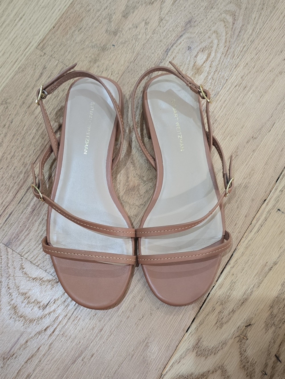 Stuart Weitzman Brown Leather Strappy Ankle Strap Buckle Sandals Women's 6.5